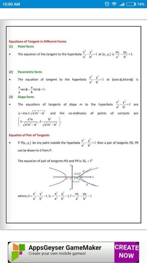 Maths Hyperbola Formula Book скриншот 2