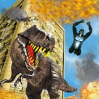Dino Rampage Attack: City T-Rex VS Angry Gorilla