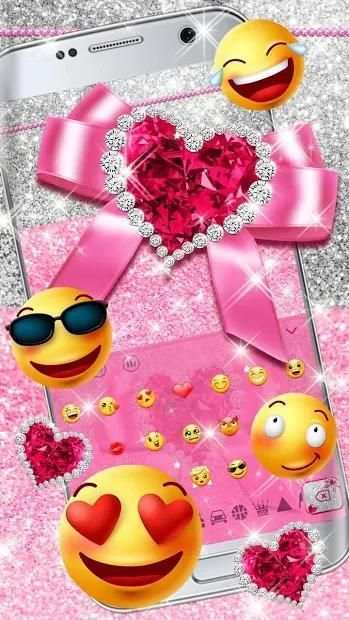 Pink Glitter Bow Keyboard screenshot 1