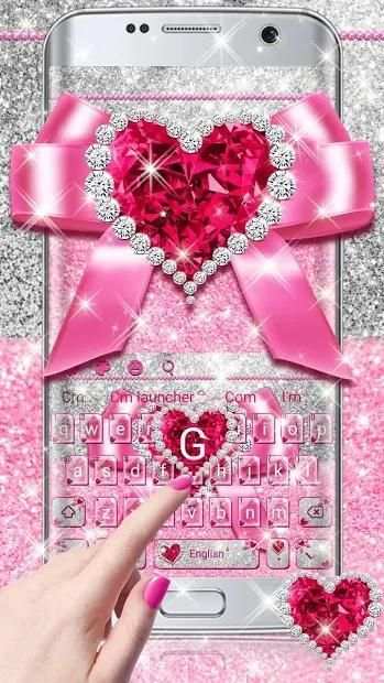 Pink Glitter Bow Keyboard screenshot 2