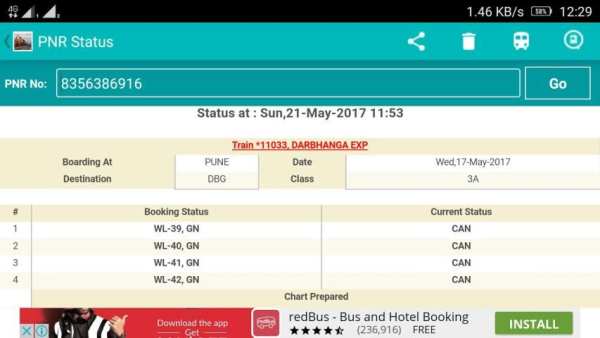 PNR Status screenshot 1