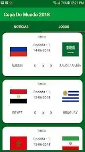 Copa do Mundo 2018: Tabela, jogos e notícias APK for Android
