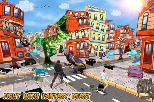 Angry Dinosaur vs City Police Rampage screenshot 2