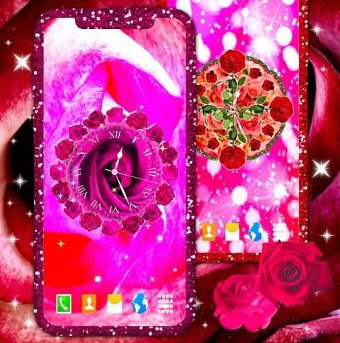 Cute Roses Analog Clocks स्क्रीनशॉट 4