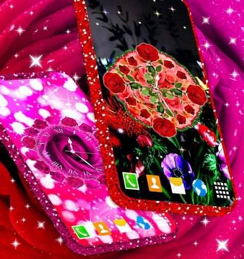 Cute Roses Analog Clocks स्क्रीनशॉट 6