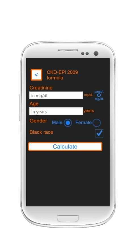 Kidney Glomerular Filtration Rate eGFR Calculator स्क्रीनशॉट 2