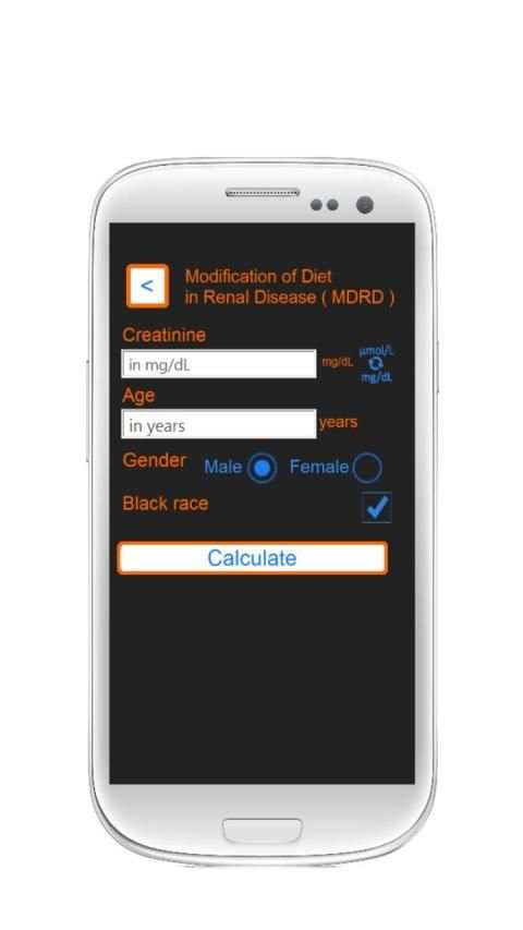 Kidney Glomerular Filtration Rate eGFR Calculator स्क्रीनशॉट 3