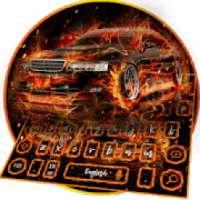 Fire Burning Sport Car Keyboard