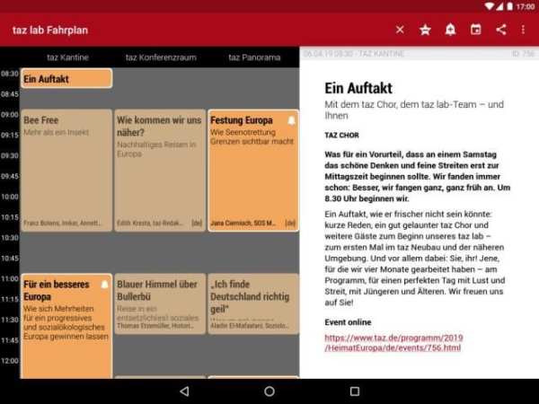 taz lab 2019 Fahrplan screenshot 7
