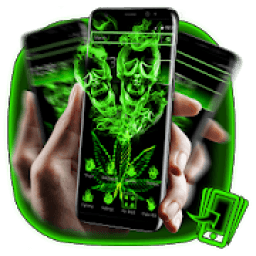 Green Neon Weed Skull Theme आइकन