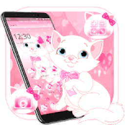 ikon Cute Pink Cat Launcher Theme*