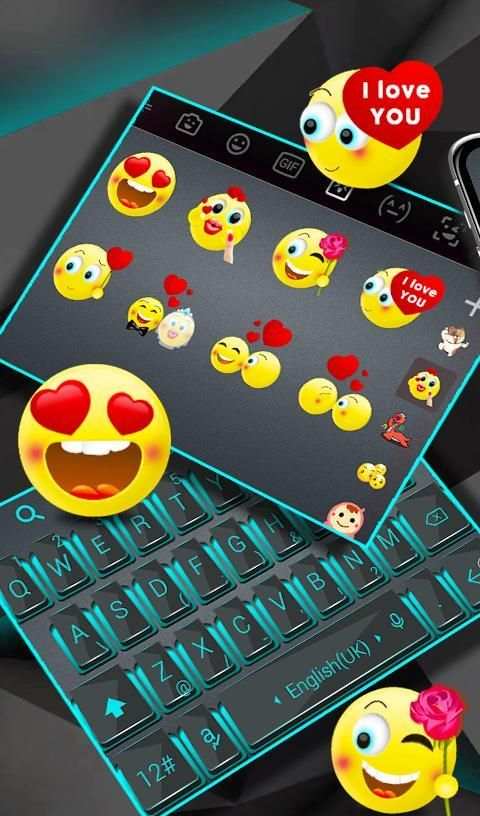 Neon Blue and Matt Black Keyboard screenshot 2