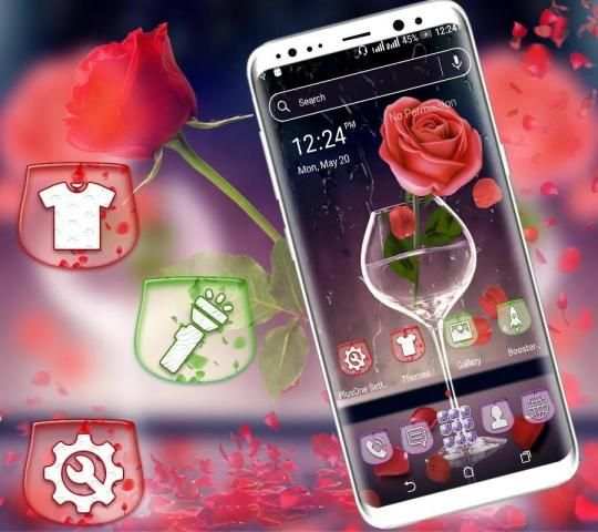 Rose in Glass Launcher Theme स्क्रीनशॉट 3