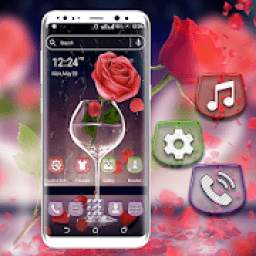 Rose in Glass Launcher Theme