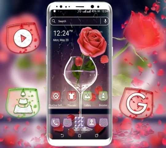 Rose in Glass Launcher Theme स्क्रीनशॉट 1
