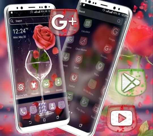 Rose in Glass Launcher Theme स्क्रीनशॉट 4