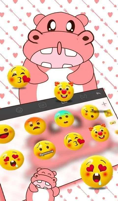 Cute Hippo Keyboard Theme 1 تصوير الشاشة