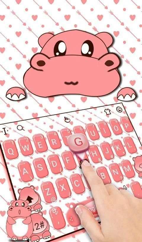 Cute Hippo Keyboard Theme 5 تصوير الشاشة