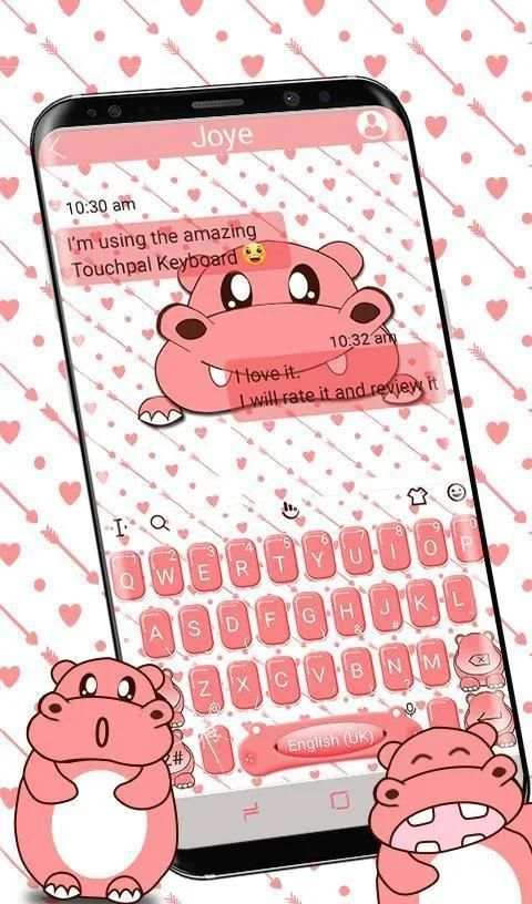 Cute Hippo Keyboard Theme 4 تصوير الشاشة