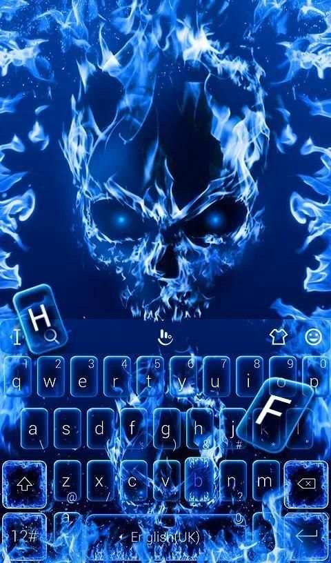 Blue Fire Skull Keyboard Theme screenshot 5