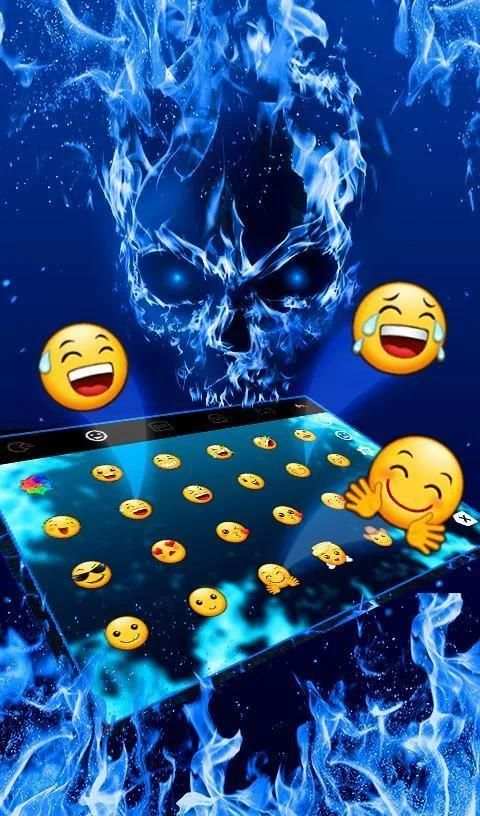 Blue Fire Skull Keyboard Theme screenshot 1