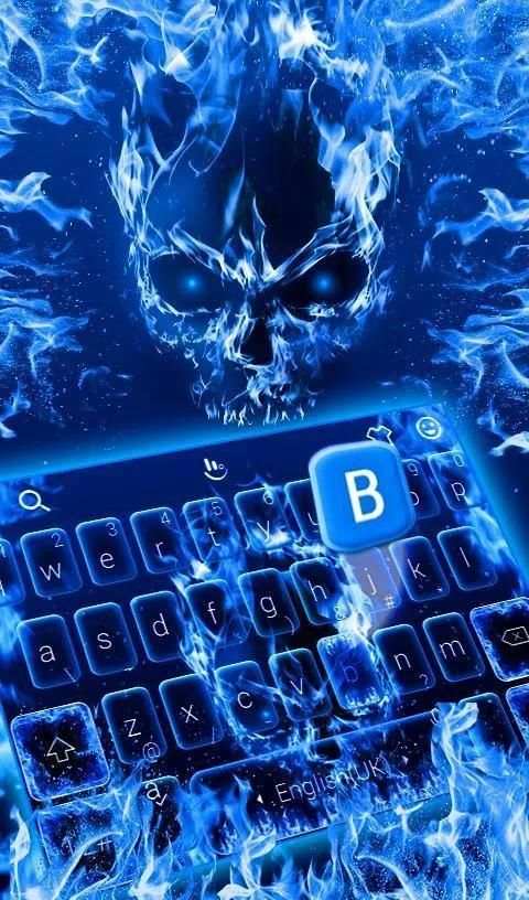 Blue Fire Skull Keyboard Theme screenshot 3