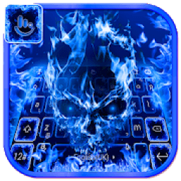 ikon Blue Fire Skull Keyboard Theme