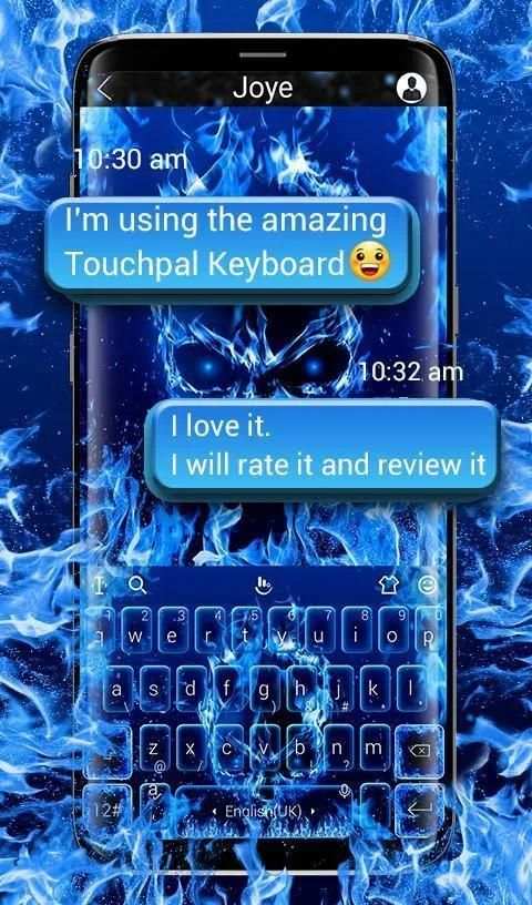 Blue Fire Skull Keyboard Theme screenshot 4
