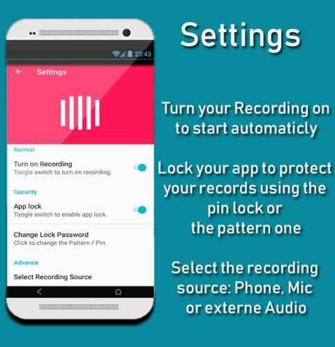 Automatic Call Recorder with App Lock स्क्रीनशॉट 1