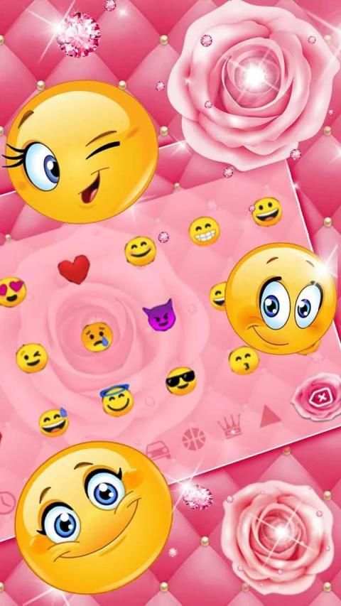 Pink Rose Diamond Keyboard स्क्रीनशॉट 1