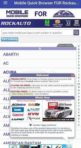 Mobile Quick Browser for ROCKAUTO.COM screenshot 1