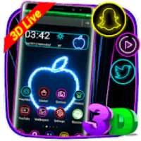 3D Neon Live Apple Theme