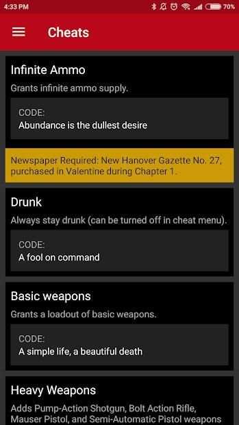 Cheat Codes for Red Dead Redemption 2 screenshot 2