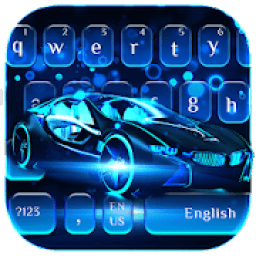 Neon Blue Sports Car Keyboard Theme आइकन