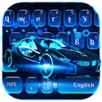 Neon Blue Sports Car Keyboard Theme