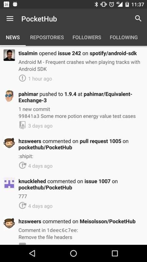 PocketHub for GitHub screenshot 2