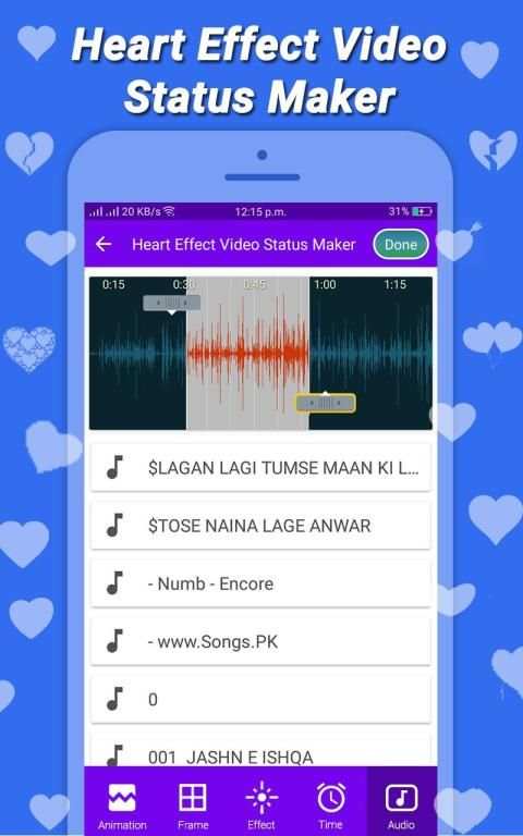 Heart Effect Video Status Maker & Video Status2018 स्क्रीनशॉट 5