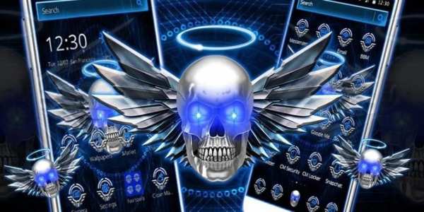 Tema Blue Tech Angel Skull screenshot 1