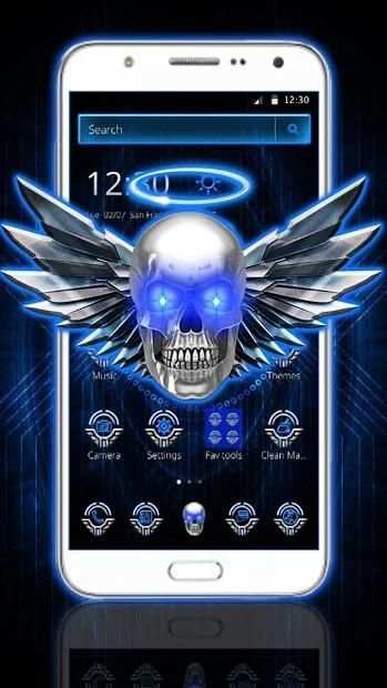 Tema Blue Tech Angel Skull screenshot 4