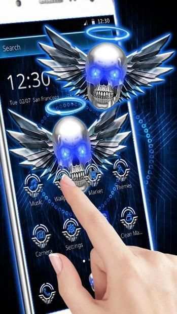 Tema Blue Tech Angel Skull screenshot 2