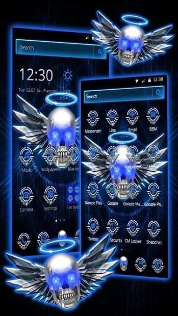 Tema Blue Tech Angel Skull screenshot 3