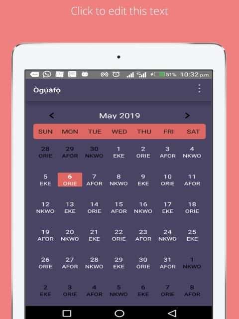 Oguafo - Igbo Calendar App स्क्रीनशॉट 1