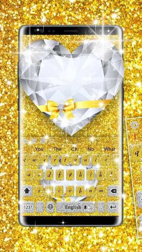 Shiny Gold Heart Diamond Keyboard स्क्रीनशॉट 3