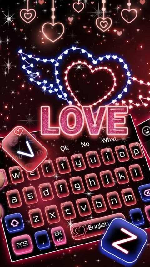 Neon Love Heart Tema Keyboard screenshot 2