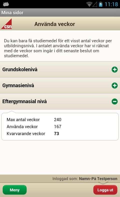 CSN Mina sidor скриншот 6