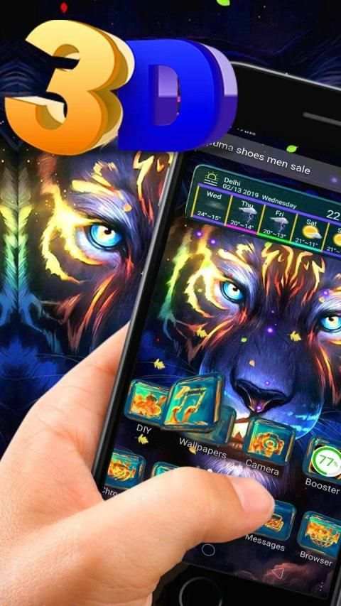 Neon Tiger Glass Tech Theme * screenshot 3