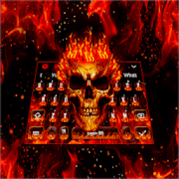ikon Fire Burning Skull Keyboard Theme