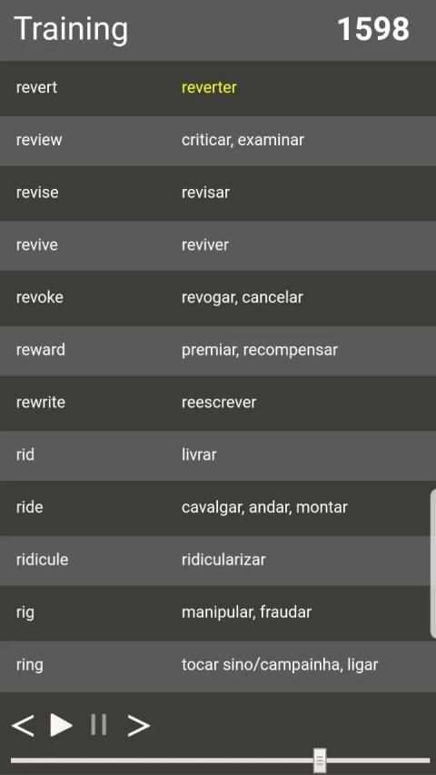 Treinador de Verbos Automático -Inglês e Português screenshot 1