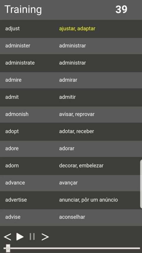 Treinador de Verbos Automático -Inglês e Português screenshot 2
