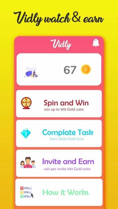 Vidly watch video and earn money स्क्रीनशॉट 1